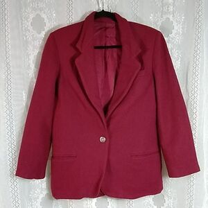 LAMDS END MADE IN THE WOOL 100% BURGUNDY RED WOMEN'S JACKET SIZE 8